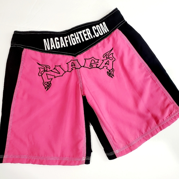 Naga Fighter MMA Training Shorts Sz 28 Pink Black - Picture 2 of 16